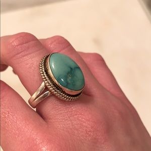 Genuine turquoise and sterling silver ring